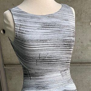 B44 Dressed Small Gray and Black Striped Sleeveless Bodycon Dress